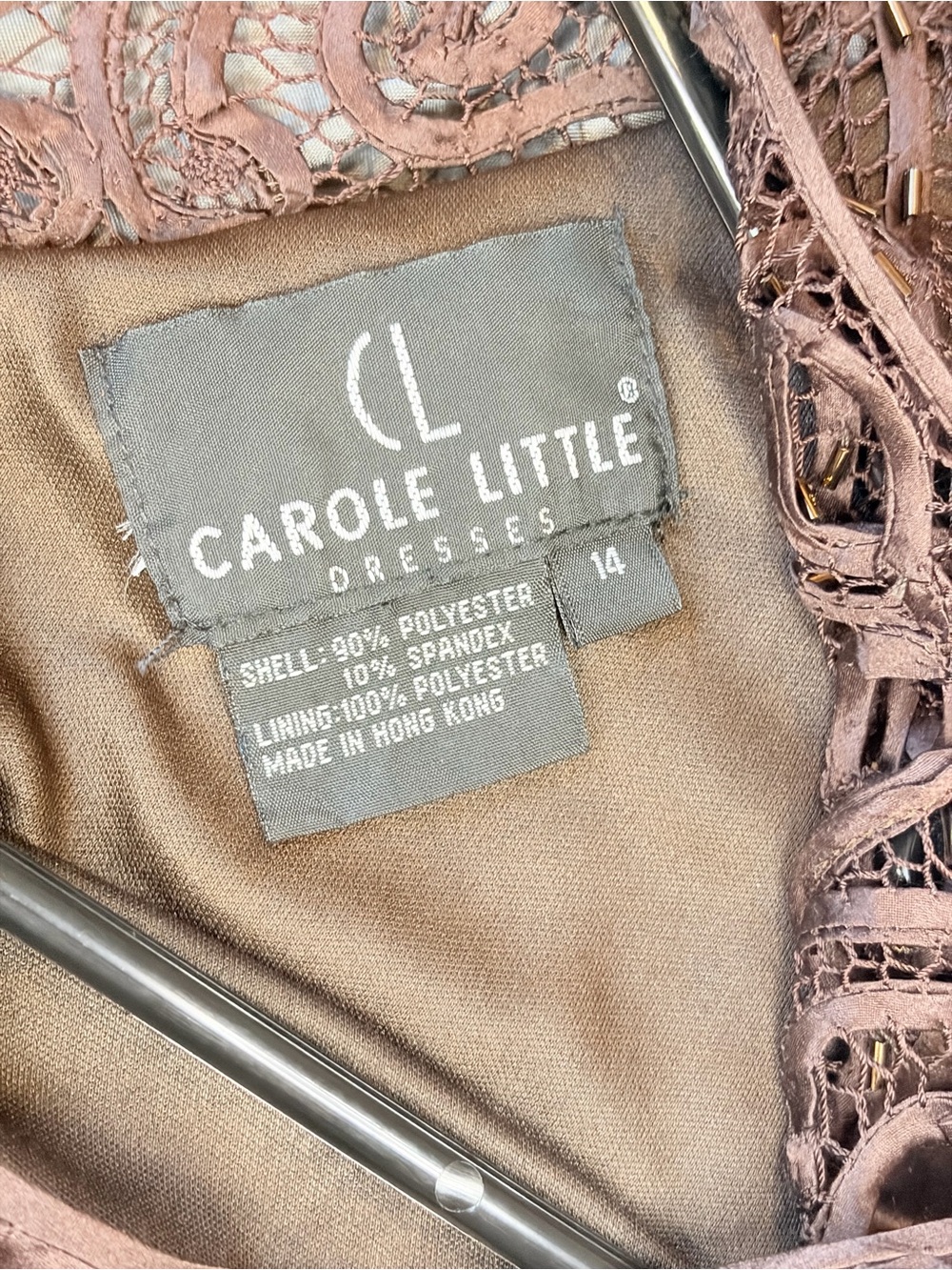Carole Little NWT Brown Velvet Beaded Maxi Dress Size 14 Vintage - Picture 6 of 8
